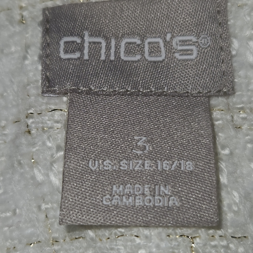 Chico's White Women's Jacket with Braided Trim - Picture 8 of 10